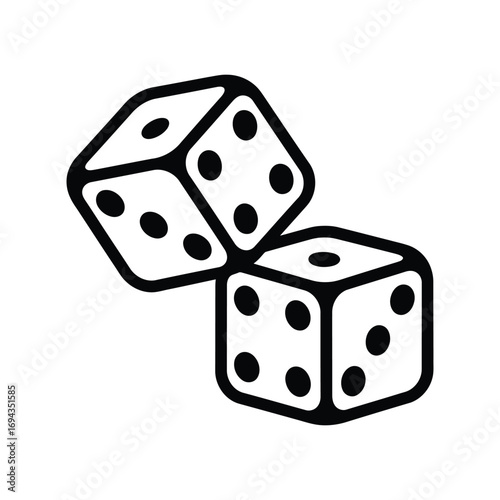 Minimalist Dice Vector – Black and White Stylized Game Elements in Motion
