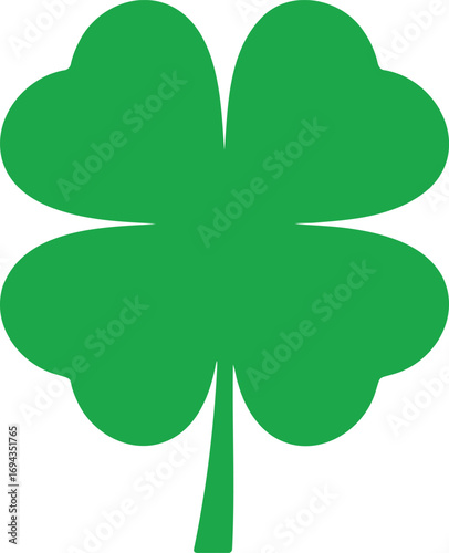Four-Leaf Clover Icon – Lucky Green Vector Symbol for St. Patrick’s Day, Nature, and Celebration