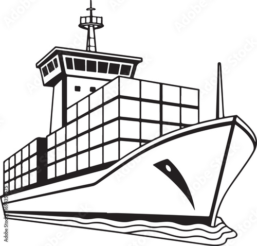 Container Ship and Lighthouse Illustration – Maritime Transport, Sea Navigation and Logistics Concept