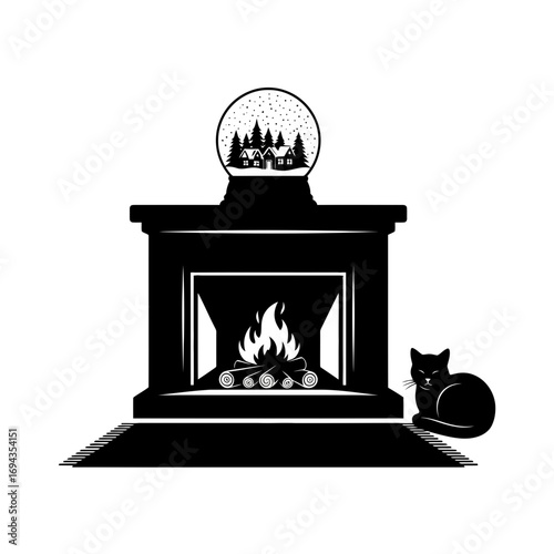 fireplace vector illustration