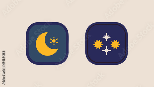 Day and Night Use Two distinct patches one labeled for daytime use with sun icons and one for nighttime wear with moon and stars emphasizing versatility.