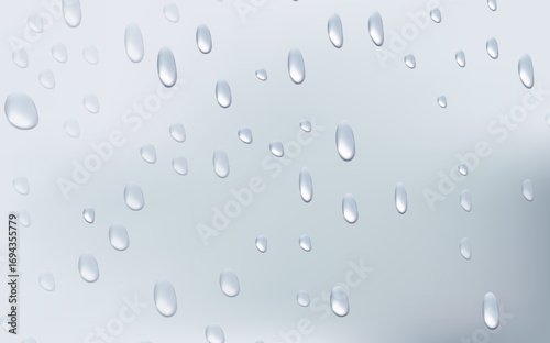 Rain transparent drops flow down the glass.Realistic wet condensation texture.Fresh water splash effect on the surface.Liquid spreading droplet shapes.