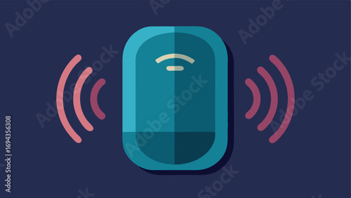 Audio Learning Device A sleek portable audio device or speaker with sound waves emanating from it symbolizing audio learning materials.