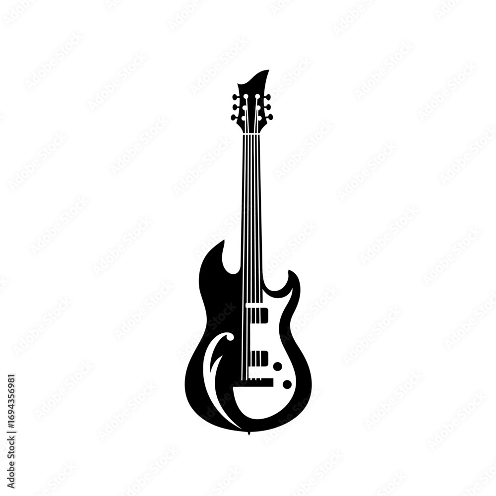 Obraz premium Stylized Electric Guitar Silhouette - A Classic Rock and Blues Instrument