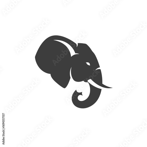 Elegant silhouette of an elephant head, symbolizing strength and wisdom, perfect for branding and design projects