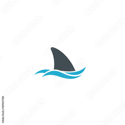 Shark Fin in Ocean Waves A Minimalist Logo Design