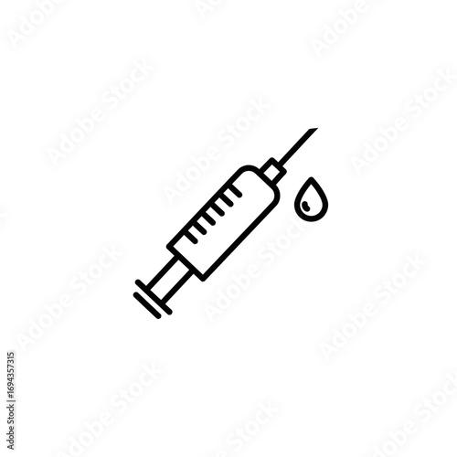Icon of a medical syringe with a drop of liquid, representing healthcare and medical treatment