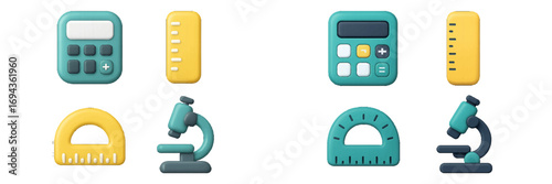 Assorted colorful school supplies for learning and education
