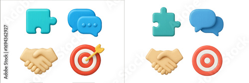 Business icons for teamwork, communication, and goals