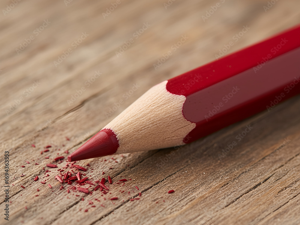 Obraz premium AI generated. A red pencil on a wooden background. Election vote.