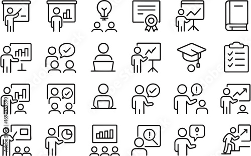 Set of Business and Education Presentation Icons