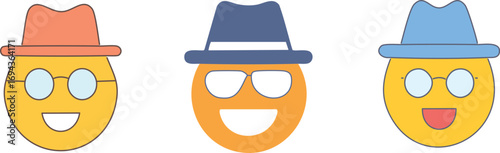 Happy Incognito Avatars: Smiling Cartoon Characters with Hats, Glasses, and Sunglasses for Privacy and Digital Security
