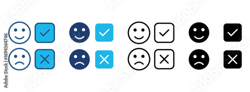 Dissatisfied Icon Set With Multiple Styles. Vector Illustration
