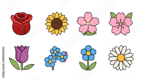 Flowers Emoji Icon Set | Vector Flower Emoticons, Stickers and Symbols Collection