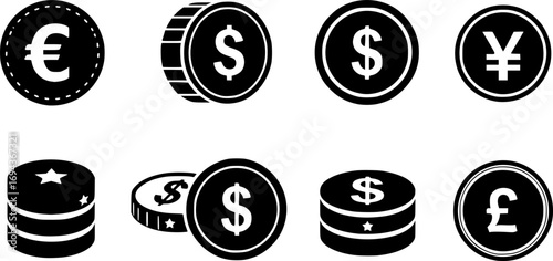 Coin vector icon symbol. illustration sign collection.