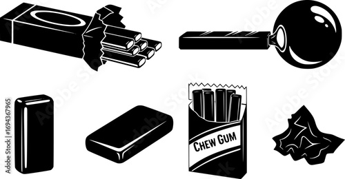 Chew gum icon vector collection