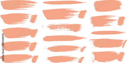 Diverse Peach Paint Brush Strokes Collection - Artistic Swatches & Textured Design Elements