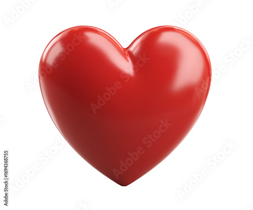 3d red heart icon, isolated on a transparent background, png file.
