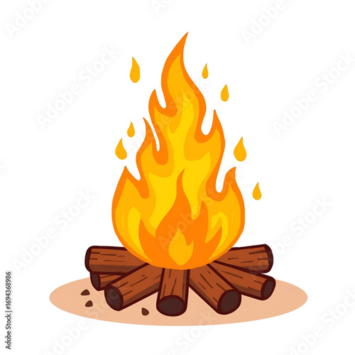vector illustration of a burning fire