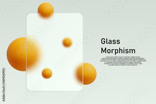 Technological abstraction 3D shapes and a Glass Morphism effect with text. Eps 10