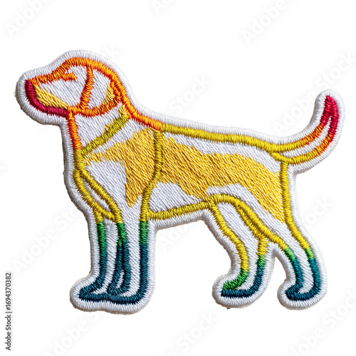 Colorful Dog Embroidered Patch - Labrador Silhouette Animal Embroidery