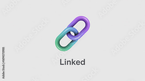 Colorful link icon on a gray background representing connection, networking, and digital relationships for modern technology concepts