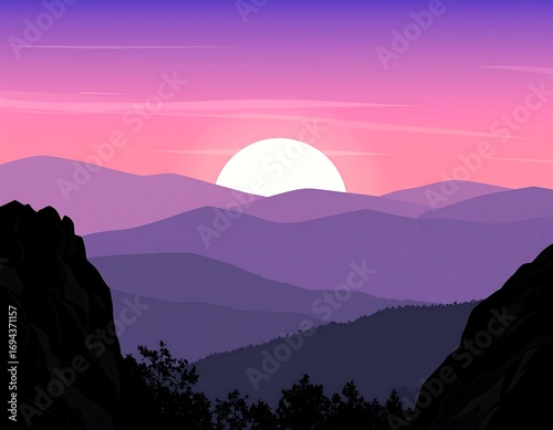 Colorful sunset over mountains