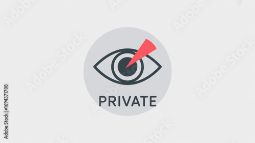 Eye with a red triangle pointing towards it, symbolizing private or restricted access, conceptual illustration