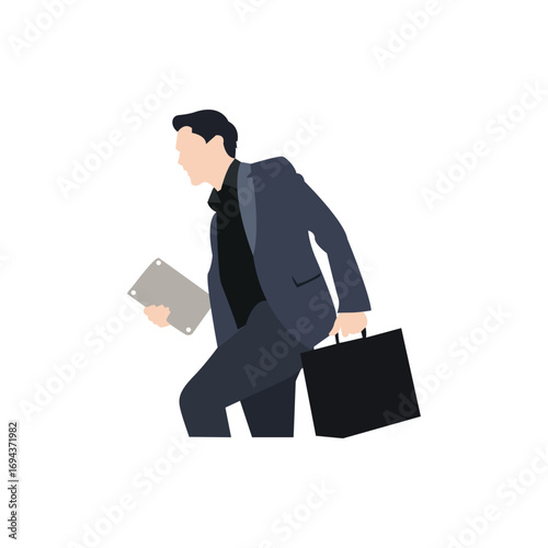 Businessman illustration in formal suit and tie, standing confidently. Perfect for corporate design, office concept, professional vector art, business presentation, and leadership themes.