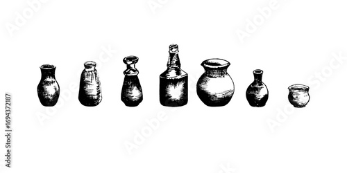 Vintage Ceramic Vases Silhouette Set