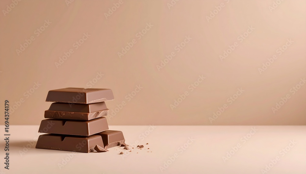 Obraz premium Minimalist stock photo of chocolate, placed on a clean pastel background