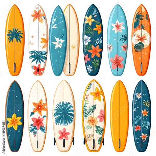 Colorful surfboard designs