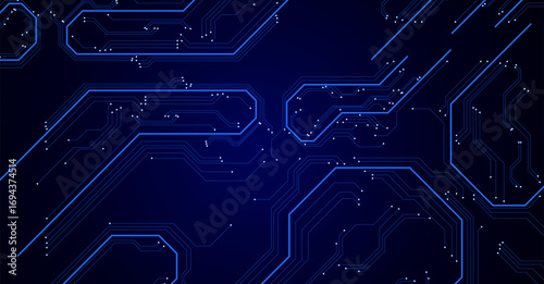 Abstract Digital Circuit Board Texture with Glowing Lines