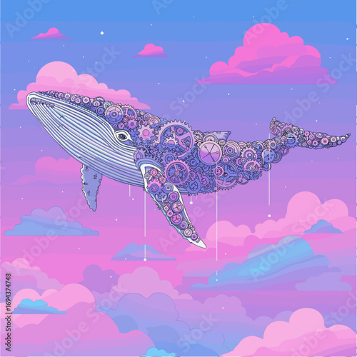 Whale Steampunk in the fantasy sky