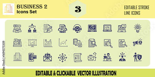 Diverse business for presentations and digital projects engaging visuals. Editable Stroke. Set of thin line icon symbol collection group