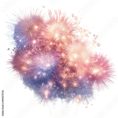 Fourth of July skyburst effect firework celebration on transparent background