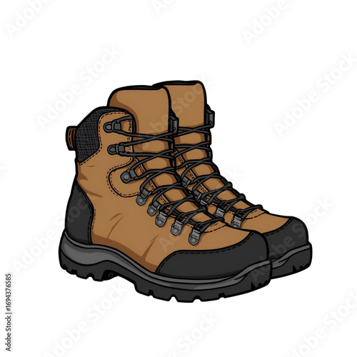 hiking boots isolated on white