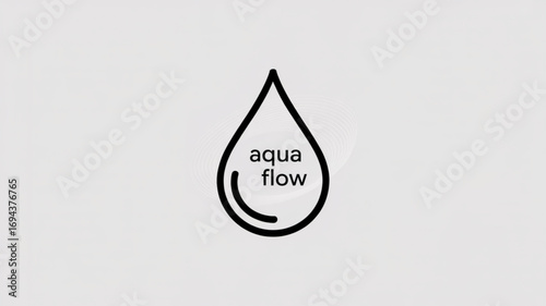 Aqua flow logo featuring a water drop icon, symbolizing purity and freshness on a with text
