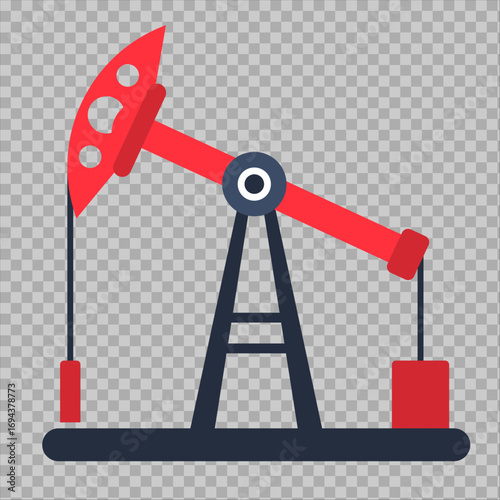 Oil Pump Jack Icon for Petroleum Extraction and Energy Industry