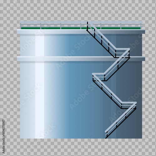 Industrial Oil Storage Tank with Metal Staircase Illustration