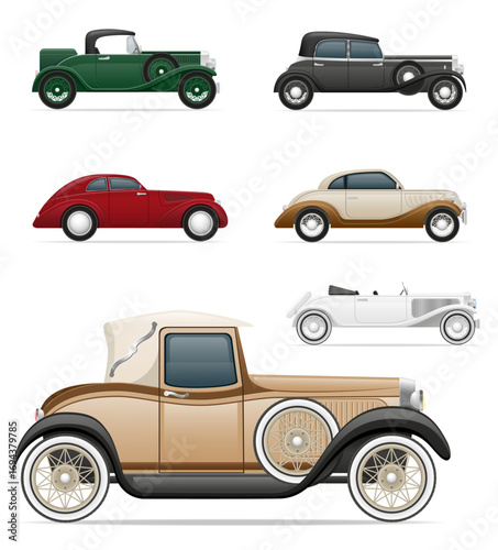 retro vintage old car obsolete transport vehicle cartoon stock vector illustration isolated on white background