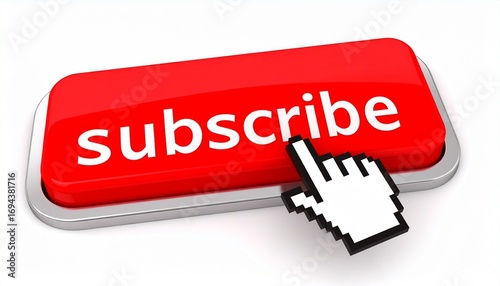 subscribe button with hand cursor on white background