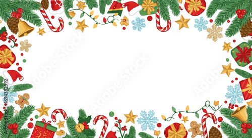 Create a kinds of deferent Christmas border vector art with white background.