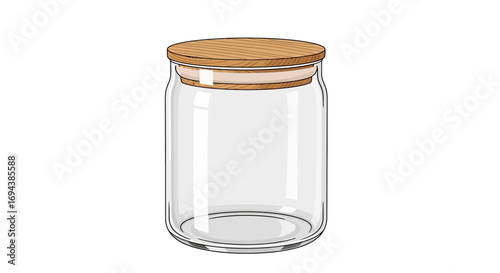 Clear glass jar with a light brown wooden lid.