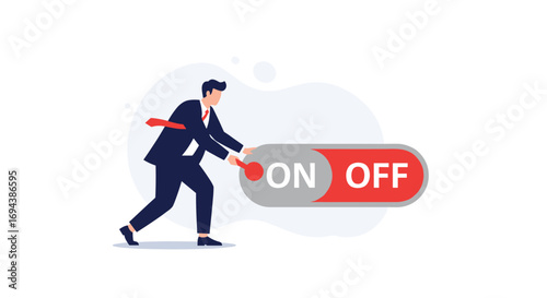 Businessman activating or deactivating a switch for business operations management