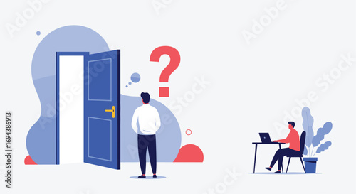 Choosing the right path forward decision making concept illustration