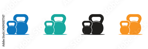 Kettle bell icons. Weight icons. Set of different kettle bells. Kettle bell,Colorful kettle bell weights for fitness goals and strength training motivation graphic for exercise enthusiasts,