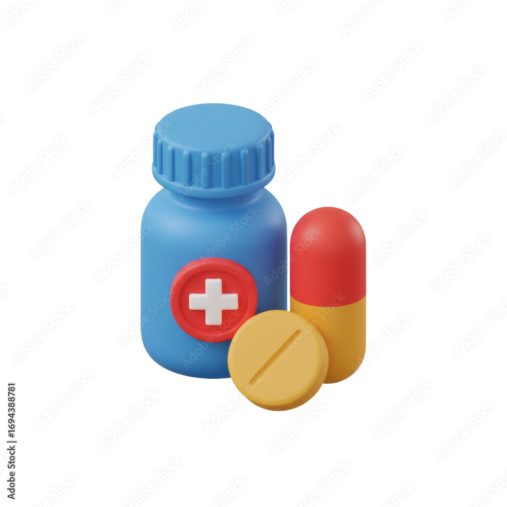 Fototapeta premium Conceptual rendering showcasing pharmaceutical drugs for health, aid, and medical interventions