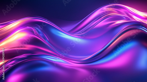 Glossy liquid waves in vibrant neon colors with gradient flow  