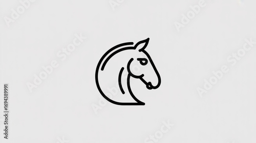 Horse head line icon, representing equestrian sport, animal symbol, or zodiac sign